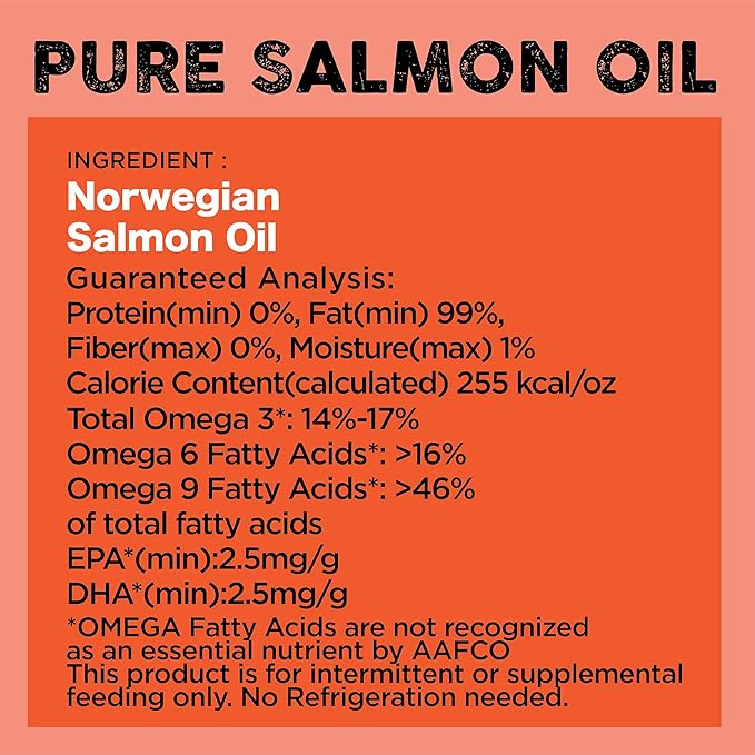 Nature's Diet Pet 32 oz Norwegian Salmon Oil Dogs & Cats - Natural Support for Joint Function Immune Heart Health Appetite Skin & Coat Omega 3 6 9 Liquid Food Topper EPA DHA Fatty Acids