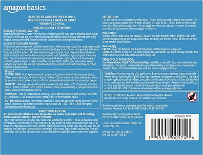 Amazon Basics Flea and Tick Topical Treatment for Medium Dogs (23-44 pounds), 6 Count (Previously Solimo)