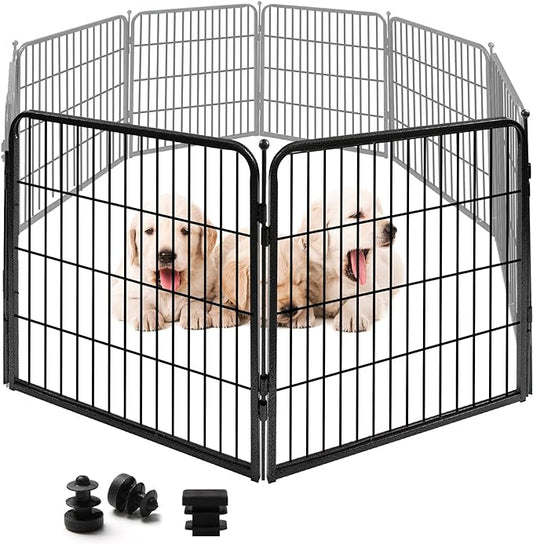 ComSaf Dog Playpen Indoor, 32" Height 2 Panels Metal Dog Fence,Playpen for Medium/Small Dogs, Portable Pet Puppy Playpen for Indoor