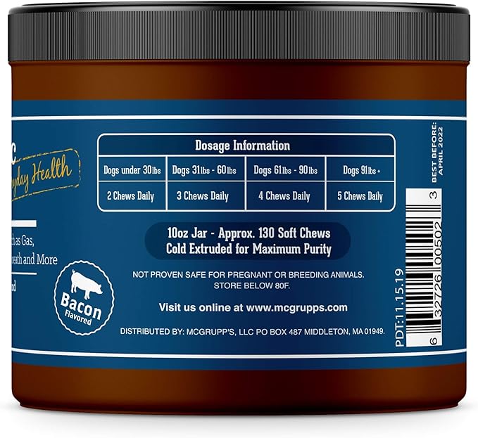 Probiotic Chews for Dogs - with Natural Digestive Enzymes + Prebiotics - for Diarrhea & Upset Stomach Relief + Gas & Constipation - Allergy & Immune + Hot Spots - Made in The USA - 130 Ct