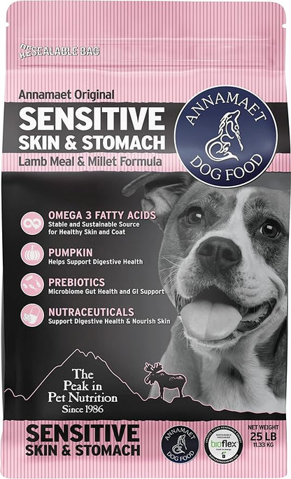 Annamaet Original Sensitive Skin & Stomach Dry Dog Food, (Lamb, Whitefish & Millet), 25-lb Bag