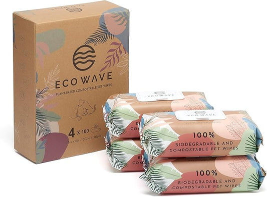 Dog Wipes, 100% Compostable Dog & Cat Grooming and Cleansing Wipes, 400 Wipes