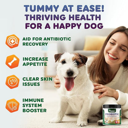 Probiotic Dog Chews for Dog Digestive Enzymes - Dog Diarrhea & Natural Allergy Relief - Puppy Probiotic Chews - Dog Allergy Chews - Pack of 120 Chews