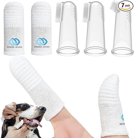 Pet Toothbrush for Small to Large Dogs Cats,Soft High Grade Finger Toothbrush,Teeth Oral Cleaning,Dental Care, 1 Set for Two Fingers White (5)