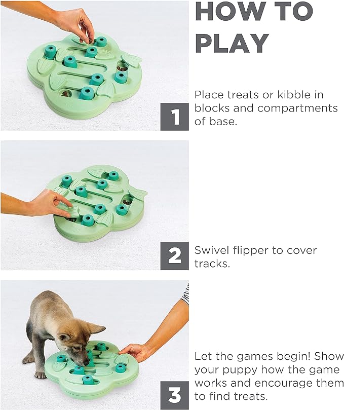 Outward Hound Nina Ottosson Puppy Hide N' Slide Green Interactive Treat Puzzle Dog Toy