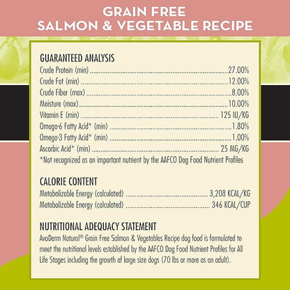 AvoDerm Natural All Life Stages Dry Dog Food, Grain Free, Salmon & Vegetables Recipe, Seafood, 24 Pounds