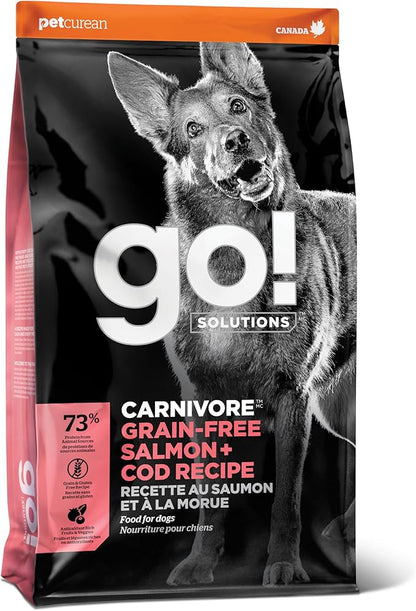 GO! SOLUTIONS Carnivore Protein Rich Dry Dog Food - Grain Free Salmon and Cod Recipe - Complete & Balanced Nutrition for All Life Stages, 3.5 lbs