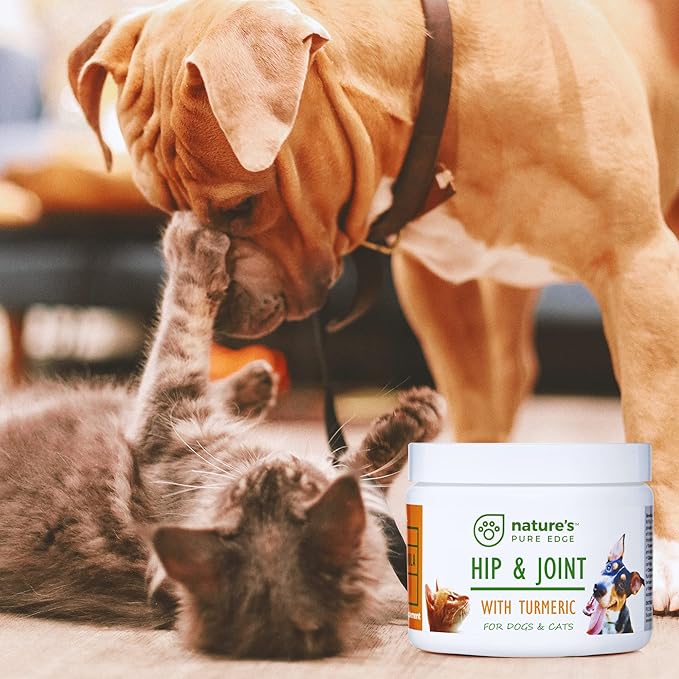 POWERFUL PET HIP & JOINT - with ORGANIC TURMERIC - Natural Ingredients - Triple Strength - Chondroitin - Glucosamine - MSM - Organic Sea Coral Calcium. Extra Large 170 Grams.