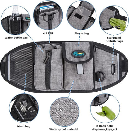 Ownpets Hand Free, Elastic Shock-Absorbing Dog Leash & Dog Running Leash Belt, Dog Waist Zipper Pouch with Soft Padds, Pockets, Ideal for Walking, Jogging, Hiking, Training Dogs