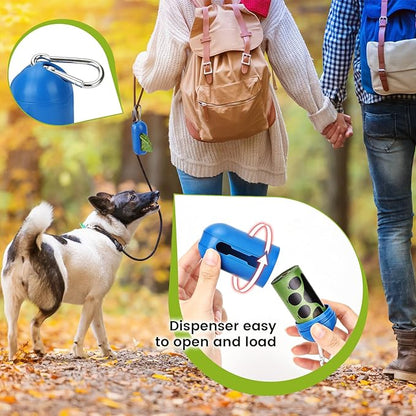 Dog Poop Bags Rolls, Poop Bags for Dogs, Dog Poop Bag Holder for Leash, 150 Count with 1 Pack Dispenser, Dog Bags for Poop, Unscented 10 Refill Rolls, 9" X 13" Thick Dog Waste Bags by PobbY