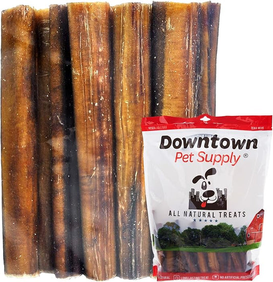 Downtown Pet Supply Bully Sticks for Dogs (6", 15-pack, Jumbo) Non-GMO, Grain Free, Rawhide Free Dog Chews Long Lasting Pizzle Sticks - Low Odor Bully Sticks for Large Dogs