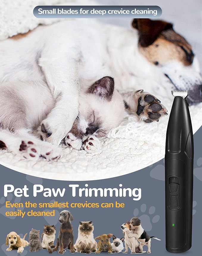 Dog Clippers for Grooming, 2 Speed Low Noise Cordless Dog Paw Trimmer, Rechargeable Small Pet Hair Trimmer for Grooming, Cat Hair Clippers Shaver for Paws, Eyes, Ears, Face, Rump (Black)