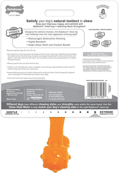 Nylabone Power Chew Axis Bone Chew Toy for Dogs, Dog Toys for Aggressive Chewers, Bacon Flavor, X-Large/Souper - 50+ lbs. (1 Count)