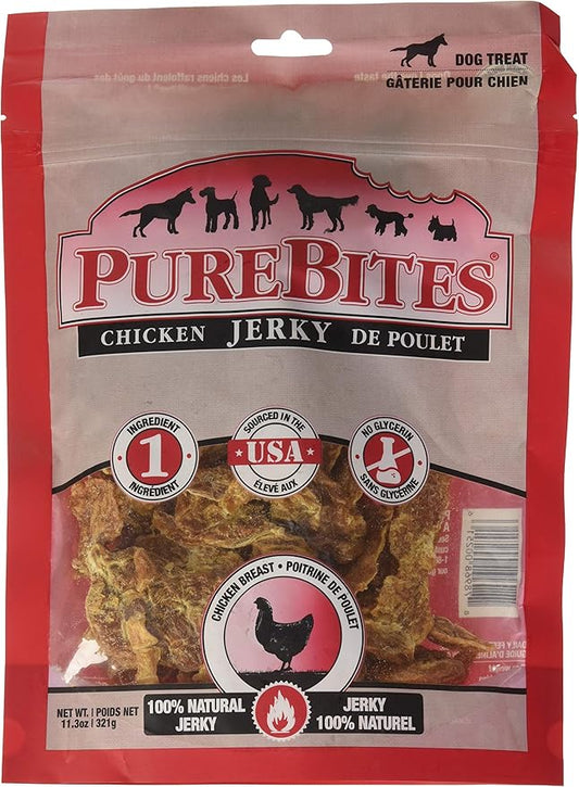 PureBites Chicken Jerky Dog Treats, 1 Ingredient, Made in Canada, 11.3oz