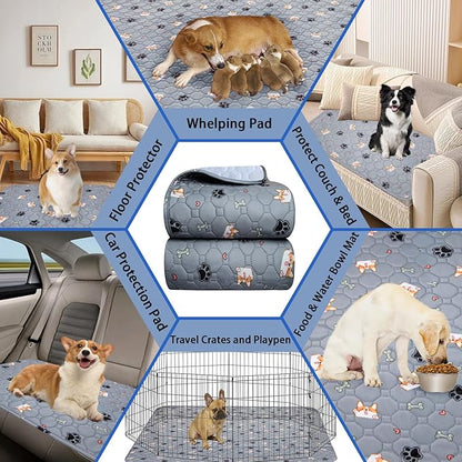 Washable Pee Pads for Dogs - Super Absorbent Reusable Puppy Pads 2Pack 41''x41'' Waterproof Dog Pee Pads Non-Slip Whelping Pads Leakproof Urine Pet Training Pads for Potty Wshable Puppy Pads