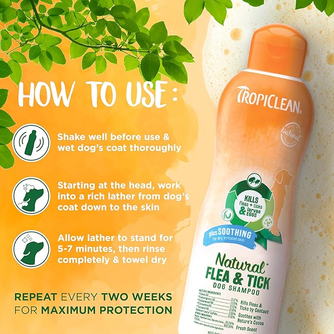 Natural Flea & Tick Soothing Shampoo & Bedding Spray Bundle | Flea & Tick Prevention | Dog Shampoo | Flea & Tick Treatment Protects & Repels | Made in The USA