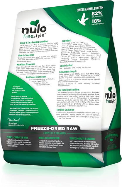Nulo Freestyle Freeze-Dried Raw, Ultra-Rich Grain-Free Dry Dog Food for All Breeds and Life Stages with BC30 Probiotic for Digestive and Immune Health 13 Ounce (Pack of 1)
