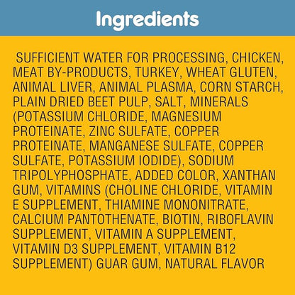 Pedigree High Protein Wet Dog Food Pouches, with Chicken and Turkey Cuts in Gravy, 3.5 oz. Pouches, 16 Count