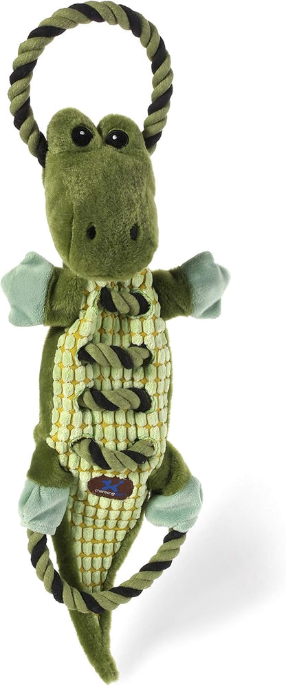 Outward Hound Ropes-A-Go-Go Gator Interactive Plush Squeaky Dog Tug Toy