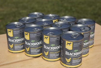 Blackwood Pet Food Grain Free Wet Dog Food Made in USA [All Natural Canned Dog Food], Chicken & Chicken Liver with Pumpkin, 13 oz. can, Pack of 12, brown