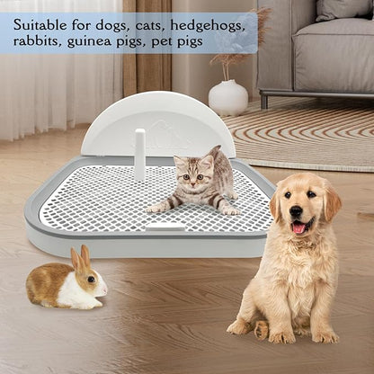 Hamiledyi Dog Toilet Dog Potty Pet Indoor Potty Indoor Potty Training Tray Simulated Wall Dog Toilet Portable Indoor Removable Dog Toilet with Removable Grille for Small Dogs puddy(Off-white)