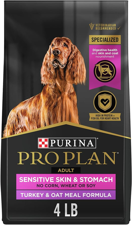 Purina Pro Plan Sensitive Skin and Stomach Dog Food with Probiotics for Dogs, Turkey & Oat Meal Formula - 4 lb. Bag