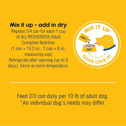 PEDIGREE High Protein Adult Canned Wet Dog Food, Beef & Lamb Flavor in Gravy, (12) 13.2 oz. Cans