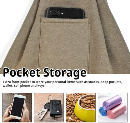 CUBY Dog and Cat Sling Carrier - Hands Free Reversible Pet Papoose Bag - Soft Pouch and Tote Design - Suitable for Puppy, Small Dogs Cats Outdoor (Khaki, Unadjustable strap)