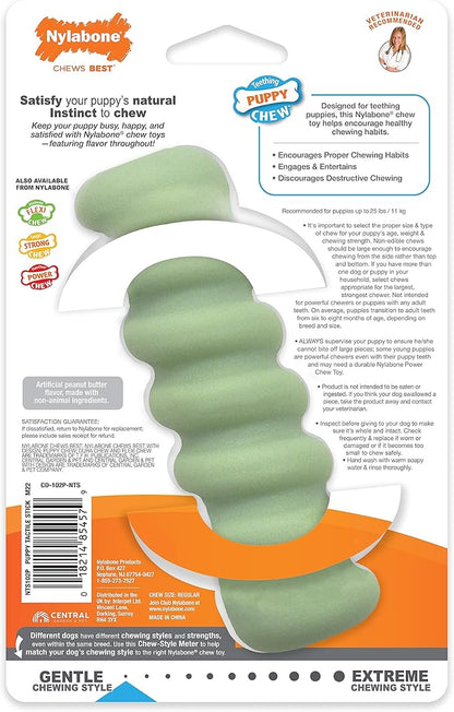 Nylabone Sensory Material Puppy Chew Toy Stick - Puppy Teething Toy for Boredom & Stimulation - Puppy Supplies - Peanut Butter Flavor, Small/Regular (1 Count)