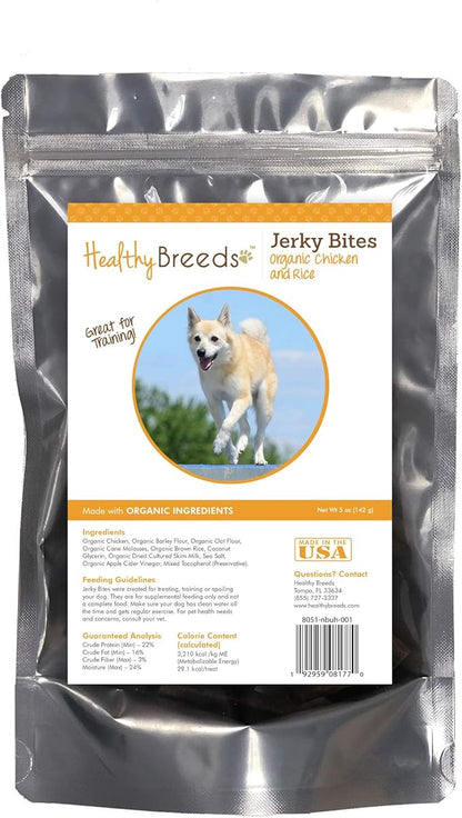 Healthy Breeds Norwegian Buhund Jerky Bites Chicken & Rice Recipe Dog Treats 5 oz