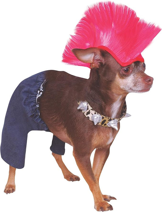 Rubie's Punk Rocker Pet Costume And Wig, Small, Pink Mohawk Wig