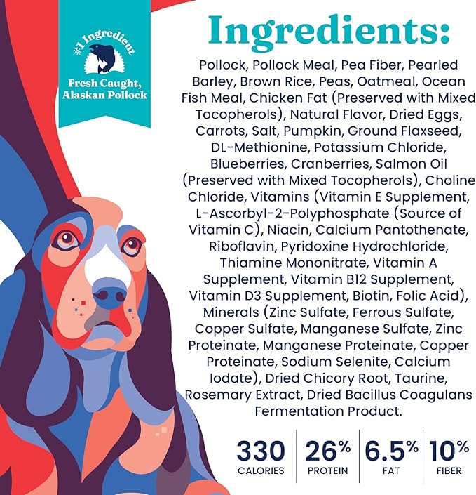 Solid Gold Fit and Fabulous Pollock - Dry Dog Food for Weight Control - Digestive Probiotics for Dogs - Gluten Free - High Fiber & Low Fat - Omega, Superfood & Antioxidant Support - 24 LB