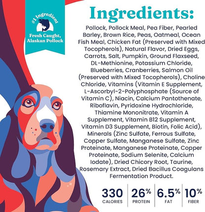Solid Gold Fit and Fabulous Pollock - Dry Dog Food for Weight Control - Digestive Probiotics for Dogs - Gluten Free - High Fiber & Low Fat - Omega, Superfood & Antioxidant Support - 24 LB