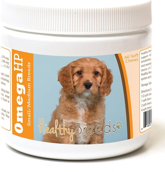 Healthy Breeds Cavapoo Omega HP Fatty Acid Skin and Coat Support Soft Chews 60 Count