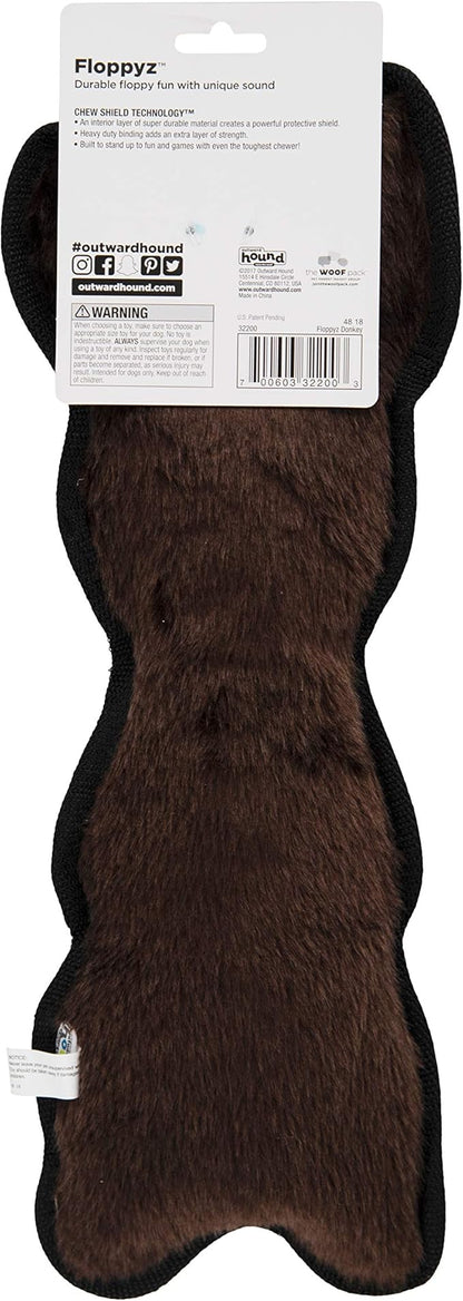 Outward Hound Floppyz Donkey Squeaky Dog Toy, Brown, Medium