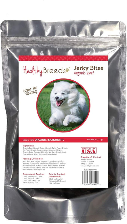 Healthy Breeds American Eskimo Dog Jerky Bites Beef Recipe Dog Treats 5 oz