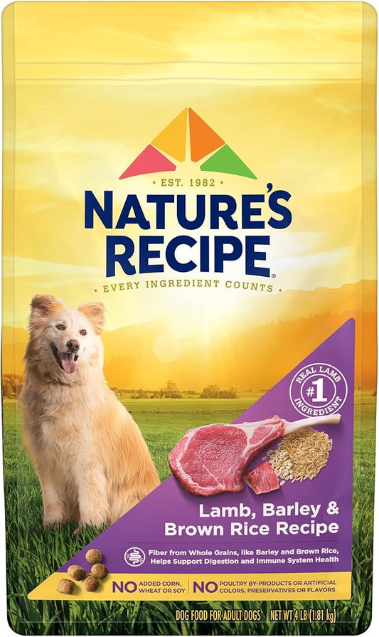 Nature′s Recipe Lamb, Barley & Brown Rice Recipe Dry Dog Food, 4 lb. Bag