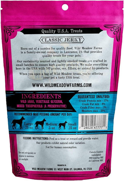 Wild Meadow Farms - Classic Wild Boar Bites, Soft Jerky Treats for Dogs, Grain-Free & All-Natural, Ideal for Training, Portioning, and High-Value Rewards for All Breeds & Ages - 3.5 Ounce Pouch