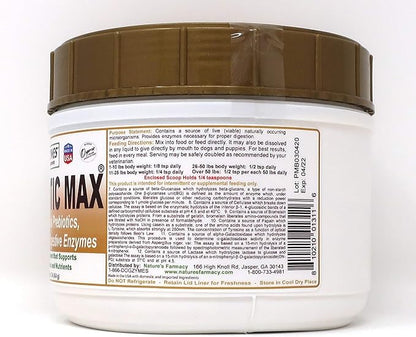 Dogzymes Probiotic Max -10 billion CFU's Probiotics, Prebiotics, Digestive Enzymes - Relieves Diarrhea, Upset Stomach, Constipation, Gas, Allergy, Immunity & Overall Health (1 pound)
