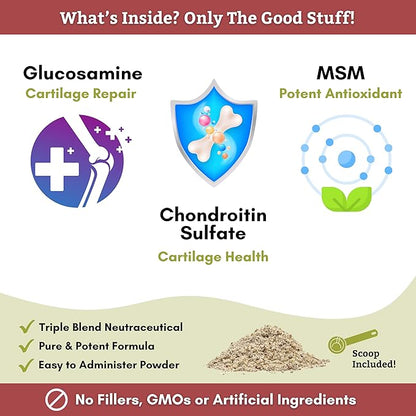 Wholistic Pet Organics Run Free: Dog Joint Health Supplement Glucosamine and Chondroitin Supplement Large Dog and Cats Arthritis Pain Relief with MSM for Mobility and Immune Support