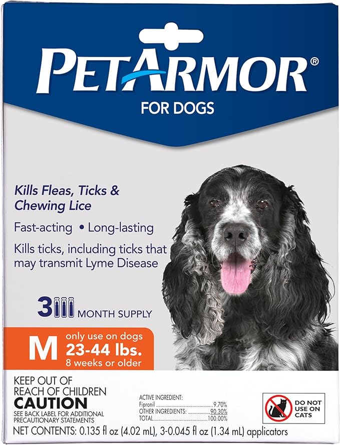 PetArmor for Dogs, Flea and Tick Treatment for Medium Dogs (23-44 Pounds), Includes 3 Month Supply of Topical Flea Treatments