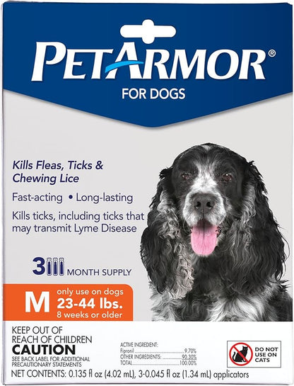 PetArmor for Dogs, Flea and Tick Treatment for Medium Dogs (23-44 Pounds), Includes 3 Month Supply of Topical Flea Treatments