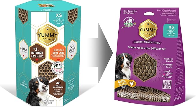 Dog Dental Treats | Vet VOHC Approved | Delicious Protein Treat | Dental Care & Cleaning Comb Shape | Yummy Dog Treats | Dental Dog Treats for Extra Small Dogs (12oz, 48 Count)