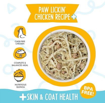 Weruva Meals 'n More Natural Wet Dog Food, Paw Lickin’ Chicken Plus Skin & Coat Health, 3.5oz Cup (Pack of 12)
