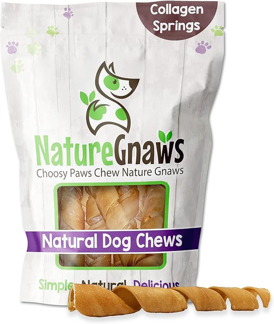 Nature Gnaws - Beef Collagen Chews for Dogs - Premium Natural Beef Hide Bones - Long Lasting Bully Stick Alternative Chew Treats for Aggressive Chewers