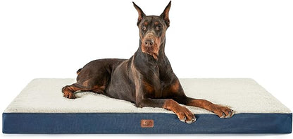 Bedsure Jumbo Dog Bed for Large Dogs - XXL Orthopedic Dog Beds with Removable Washable Cover, Egg Crate Foam Pet Bed Mat, Suitable for Dogs Up to 150lbs, Denim Blue