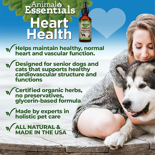 Animal Essentials Heart Health Cardio Strength for Dogs and Cats, 2 fl oz - Made in USA Organic Hawthorn Berries Alcohol Free