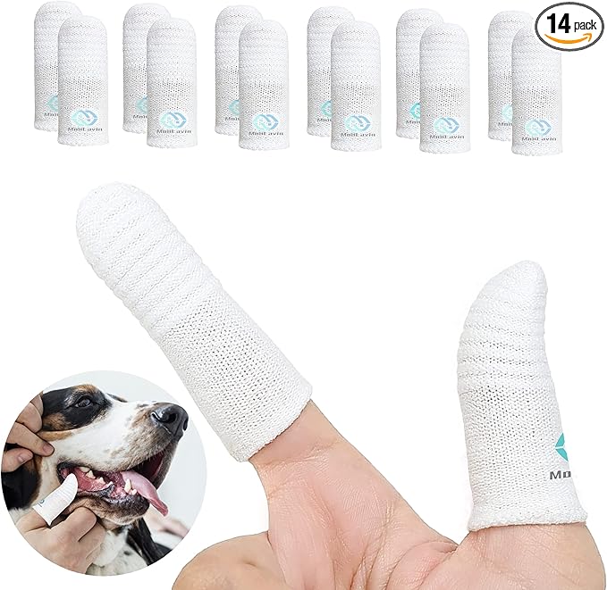 Pet Toothbrush for Small to Large Dogs Cats,Soft High Grade Finger Toothbrush,Teeth Oral Cleaning,Dental Care, 1 Set for Two Fingers White (12)