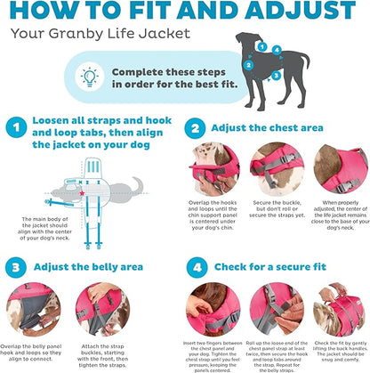 Outward Hound Granby Splash Pink Dog Life Jacket, Large