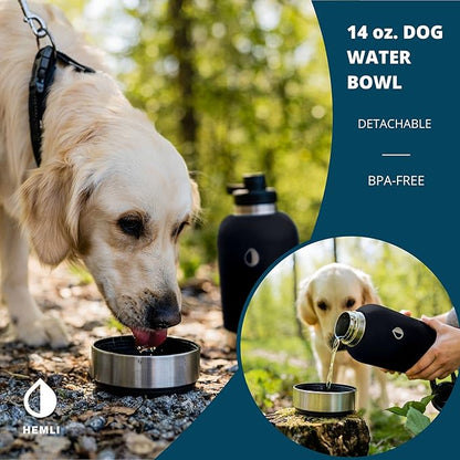 Dog Water Bottle, Insulated Dog Travel Water Bottle, Stainless Steel Pet Water Bottle Dispenser Portable Food and Water Bowl for Dogs with Carrying Case for Walking Dog Canteen Travel Kit